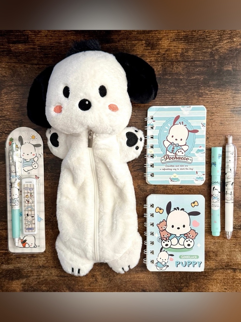 Pochacco Plush Pencil Case + Stationery Bundle